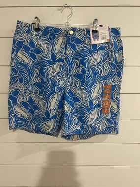 Blue Floral Print Bermuda Shorts -